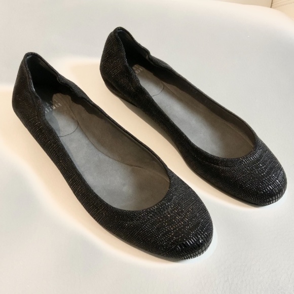 Stuart Weitzman Dotsnot Snake Black Suede Leather Ballet Flat Heel Shoe Pump 6.5 - Picture 7 of 15
